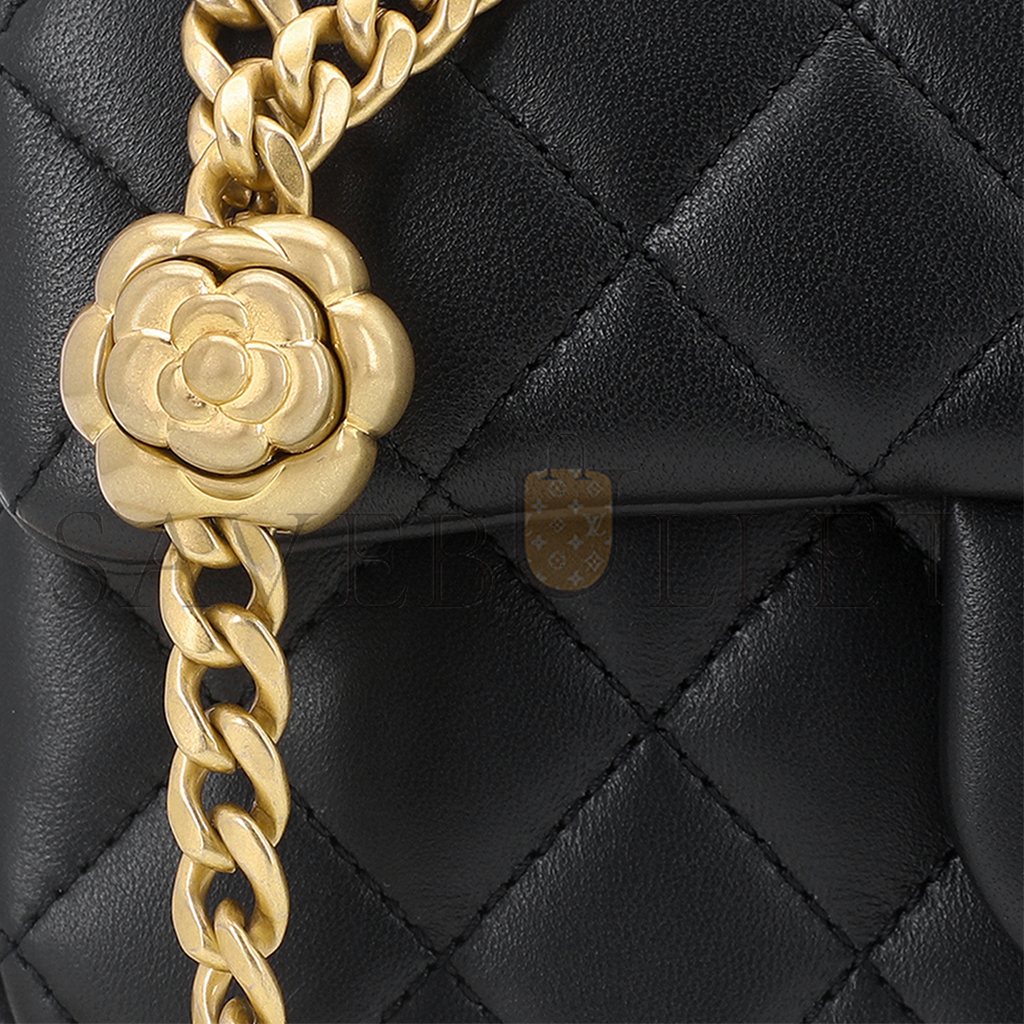 CHANEL MASTER SHEEPSKIN CHAIN BAG SHOULDER BAG CROSSBODY BAG MINI WOMEN'S BLACK (20*13*7cm) 